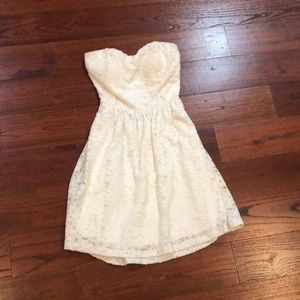 Cream lace strapless dress